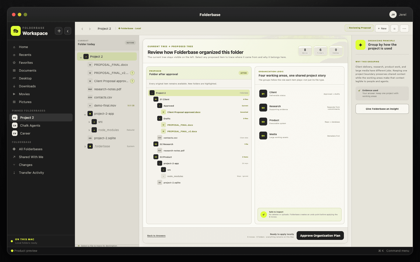 Current and proposed folder trees
